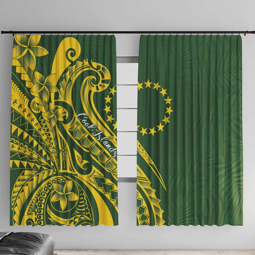 Kia Orana Cook Islands Window Curtain Plumeria Tropical Waves - Polynesian Pride
