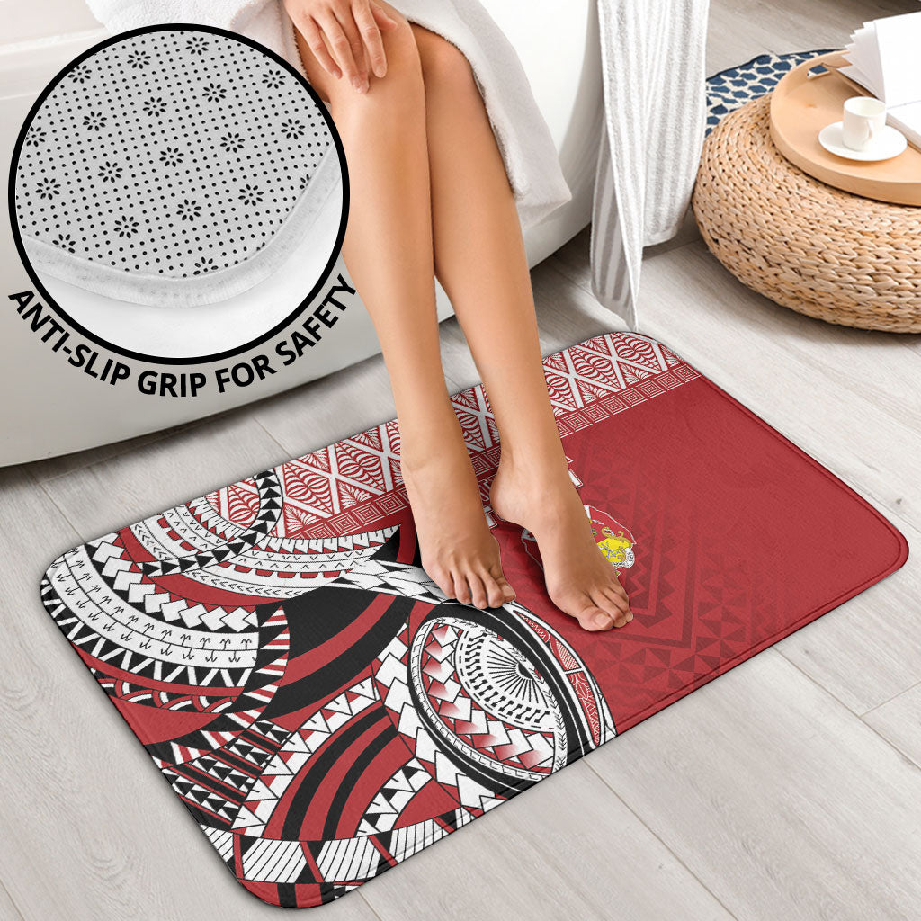 Mate Ma'a Tonga Rugby Kupesi Motifs Bathroom Set Red Waves LT7 - Polynesian Pride