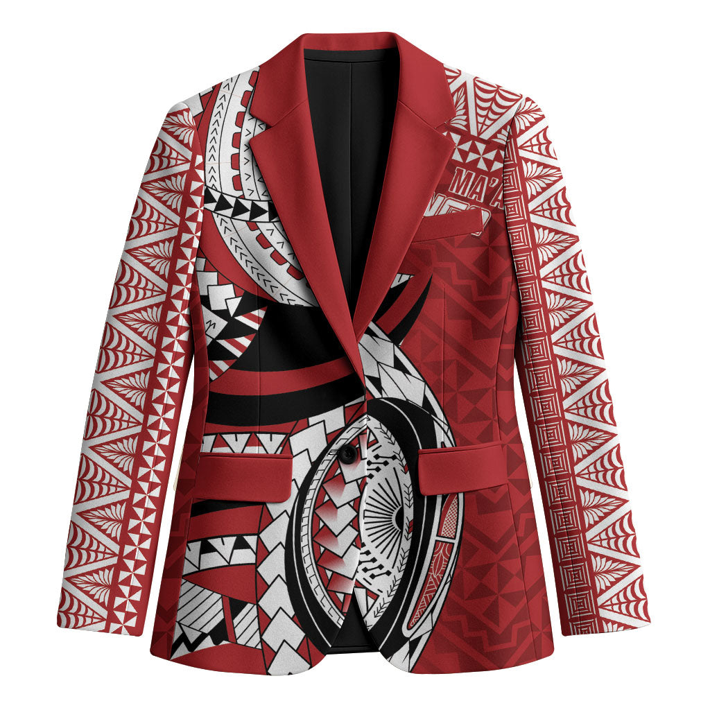 Mate Ma'a Tonga Rugby Custom Kupesi Motifs Blazer Red Waves LT7 Unisex Red - Polynesian Pride