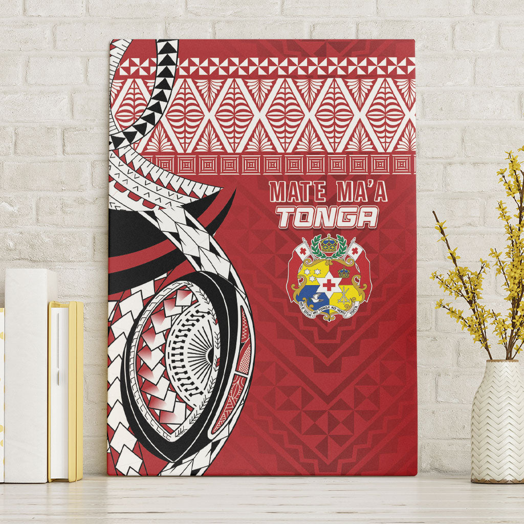 Mate Ma'a Tonga Rugby Kupesi Motifs Canvas Wall Art Red Waves LT7 Without Frame Red - Polynesian Pride