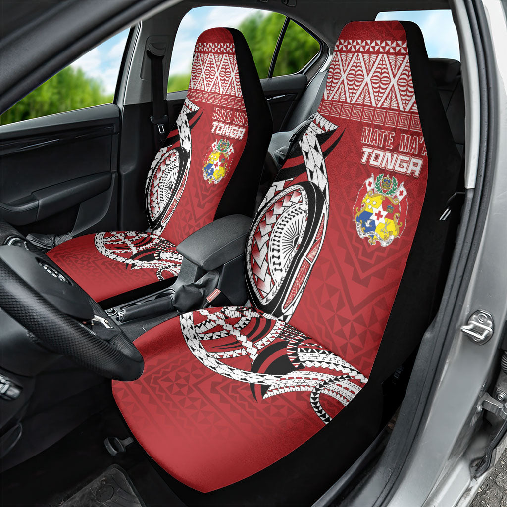 Mate Ma'a Tonga Rugby Kupesi Motifs Car Seat Cover Red Waves LT7 - Polynesian Pride