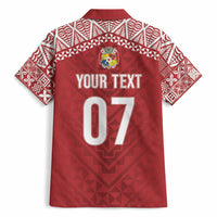 Mate Ma'a Tonga Rugby Custom Kupesi Motifs Hawaiian Shirt Red Waves LT7 - Polynesian Pride