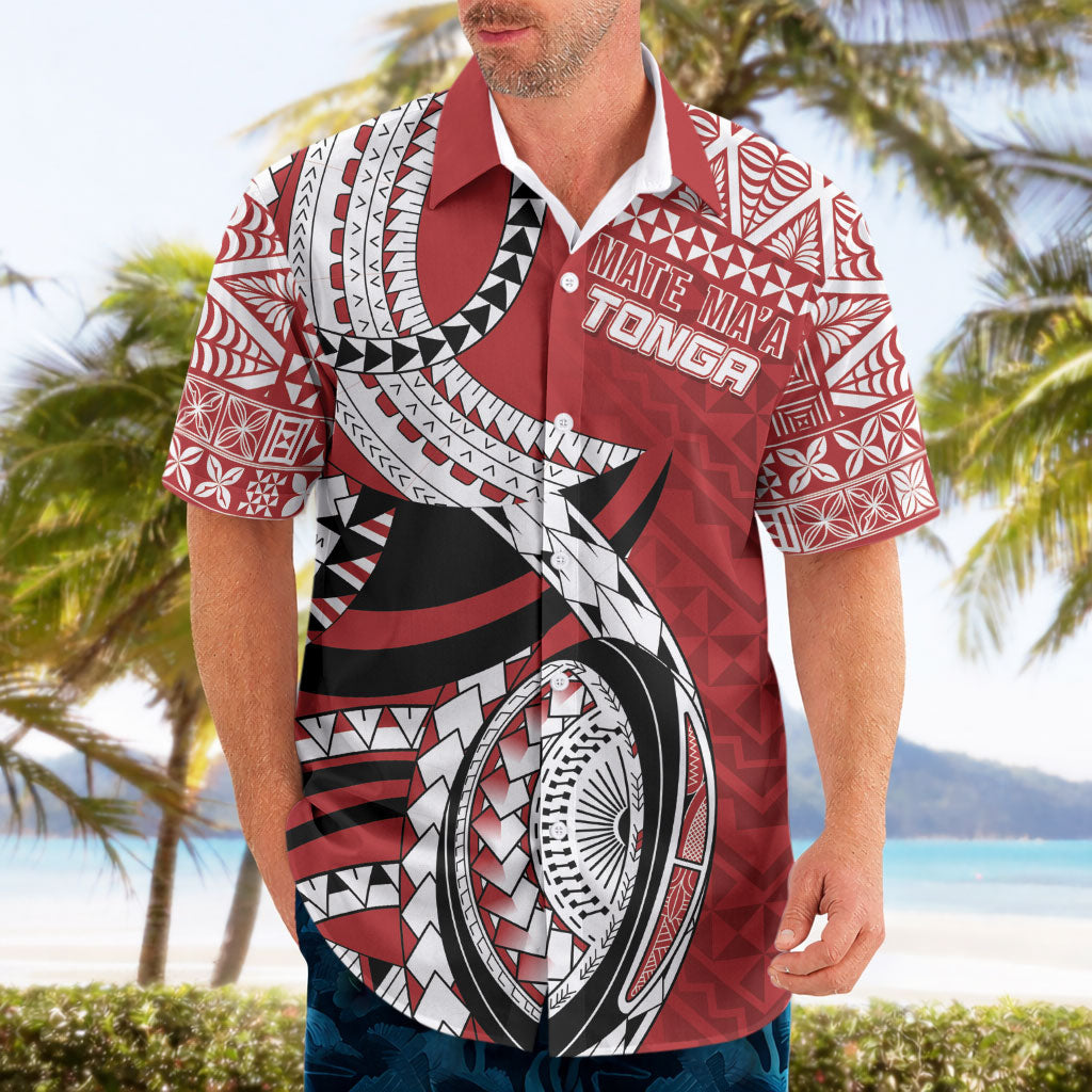 Mate Ma'a Tonga Rugby Custom Kupesi Motifs Hawaiian Shirt Red Waves LT7 - Polynesian Pride