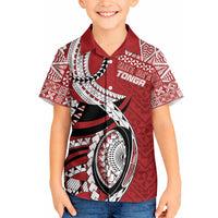 Mate Ma'a Tonga Rugby Custom Kupesi Motifs Hawaiian Shirt Red Waves LT7 - Polynesian Pride