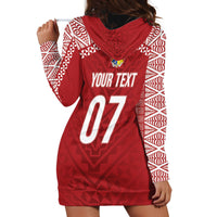 Mate Ma'a Tonga Rugby Custom Kupesi Motifs Hoodie Dress Red Waves LT7 - Polynesian Pride