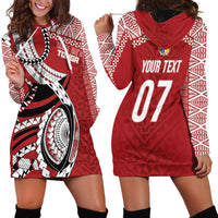 Mate Ma'a Tonga Rugby Custom Kupesi Motifs Hoodie Dress Red Waves LT7 - Polynesian Pride
