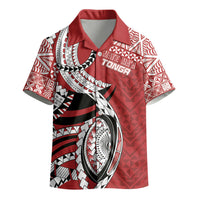 Mate Ma'a Tonga Rugby Custom Kupesi Motifs Kid Hawaiian Shirt Red Waves LT7 - Polynesian Pride