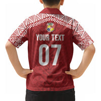 Mate Ma'a Tonga Rugby Custom Kupesi Motifs Kid Hawaiian Shirt Red Waves LT7 - Polynesian Pride