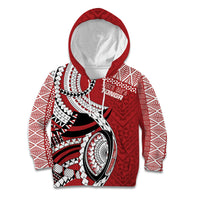 Mate Ma'a Tonga Rugby Custom Kupesi Motifs Kid Hoodie Red Waves LT7 Hoodie Red - Polynesian Pride
