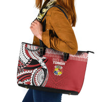 Mate Ma'a Tonga Rugby Kupesi Motifs Leather Tote Bag Red Waves LT7 Red - Polynesian Pride