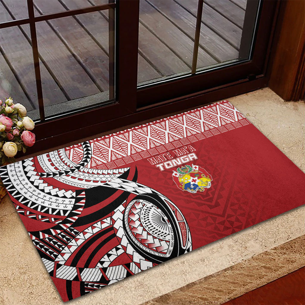 Mate Ma'a Tonga Rugby Kupesi Motifs Rubber Doormat Red Waves LT7 - Polynesian Pride