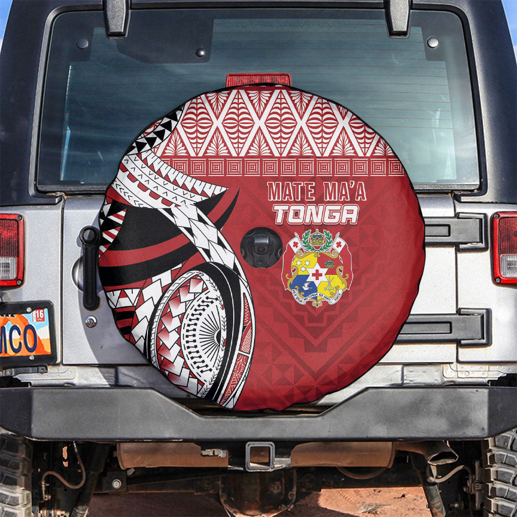 Mate Ma'a Tonga Rugby Kupesi Motifs Spare Tire Cover Red Waves LT7 Red - Polynesian Pride