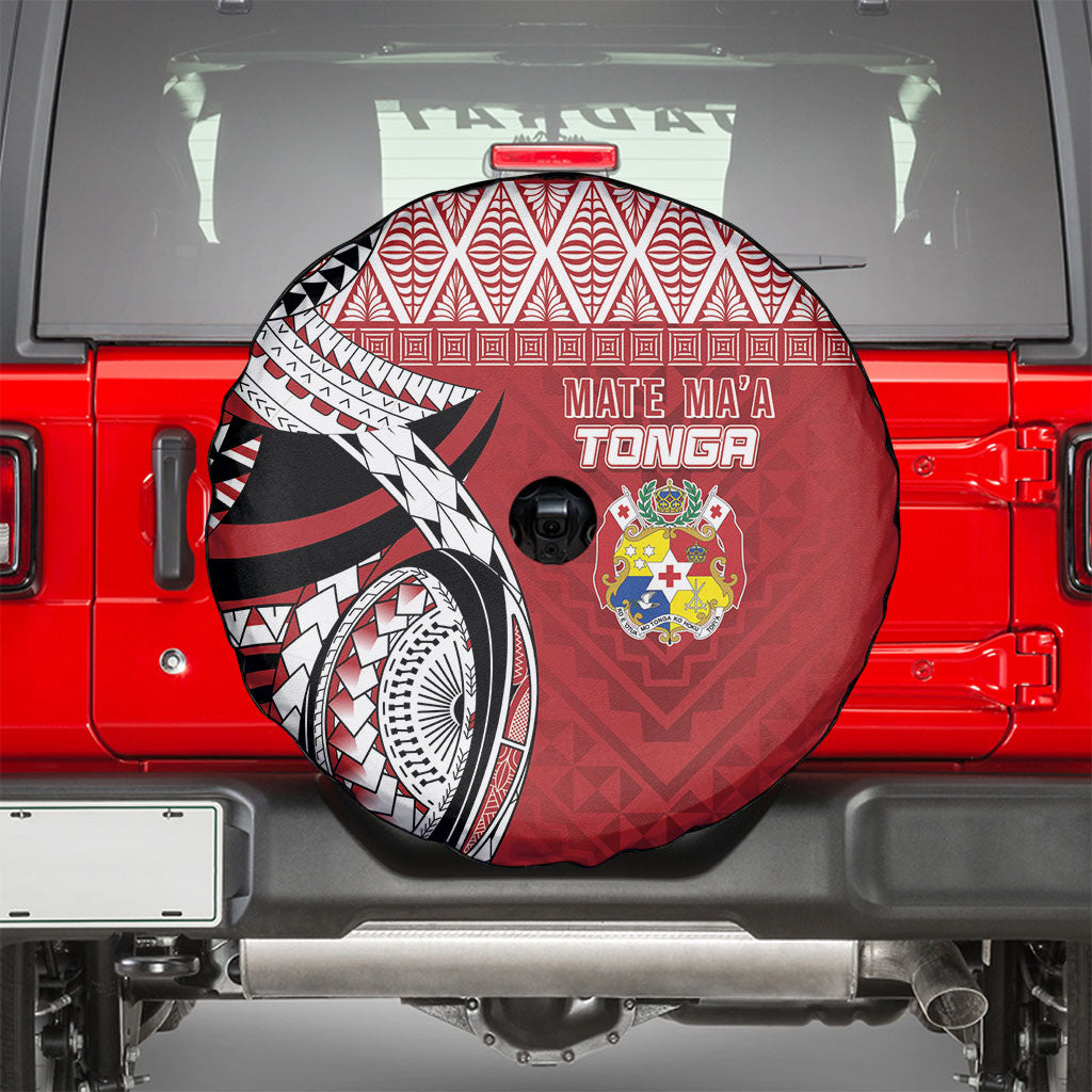 Mate Ma'a Tonga Rugby Kupesi Motifs Spare Tire Cover Red Waves LT7 - Polynesian Pride