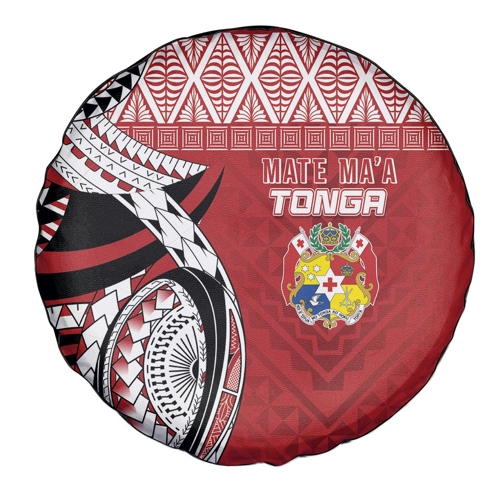 Mate Ma'a Tonga Rugby Kupesi Motifs Spare Tire Cover Red Waves LT7 - Polynesian Pride
