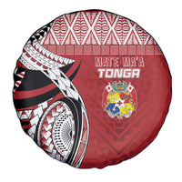 Mate Ma'a Tonga Rugby Kupesi Motifs Spare Tire Cover Red Waves LT7 - Polynesian Pride