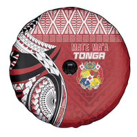 Mate Ma'a Tonga Rugby Kupesi Motifs Spare Tire Cover Red Waves LT7 - Polynesian Pride