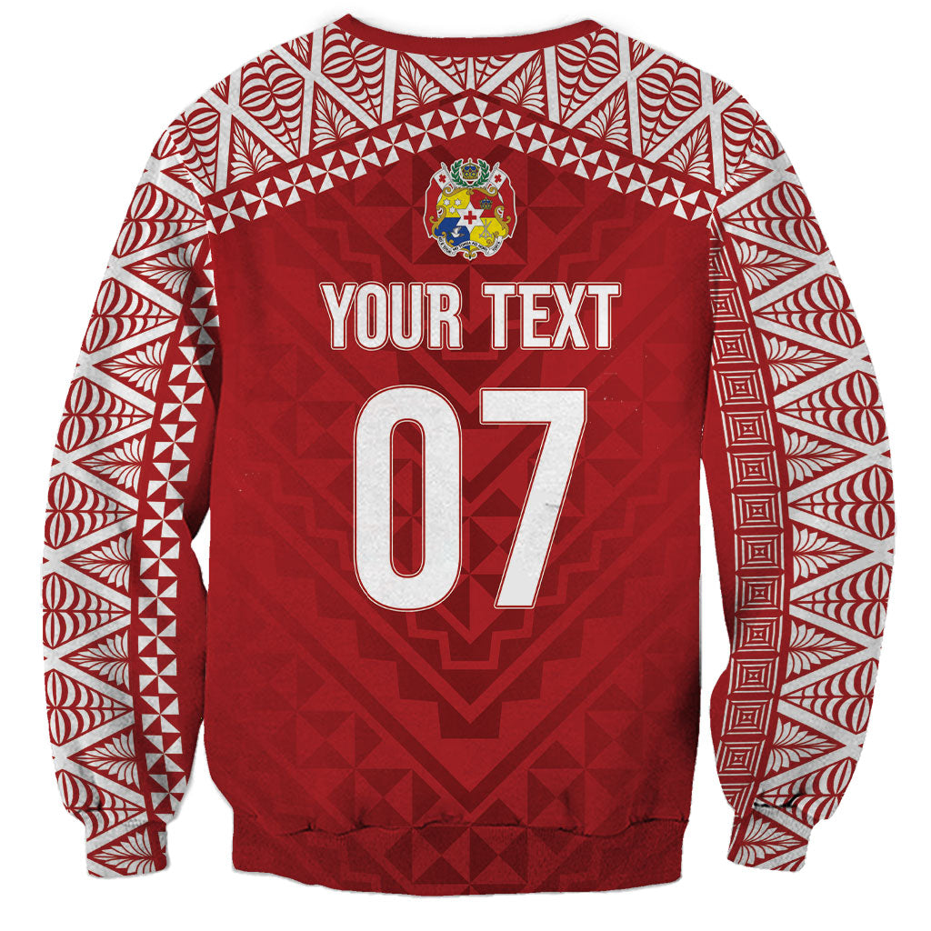 Mate Ma'a Tonga Rugby Custom Kupesi Motifs Sweatshirt Red Waves LT7 - Polynesian Pride