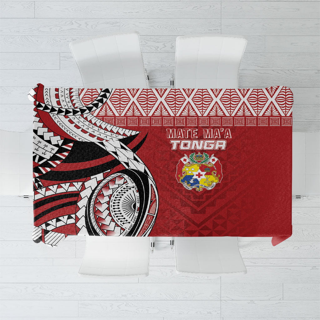 Mate Ma'a Tonga Rugby Kupesi Motifs Tablecloth Red Waves LT7 Red - Polynesian Pride