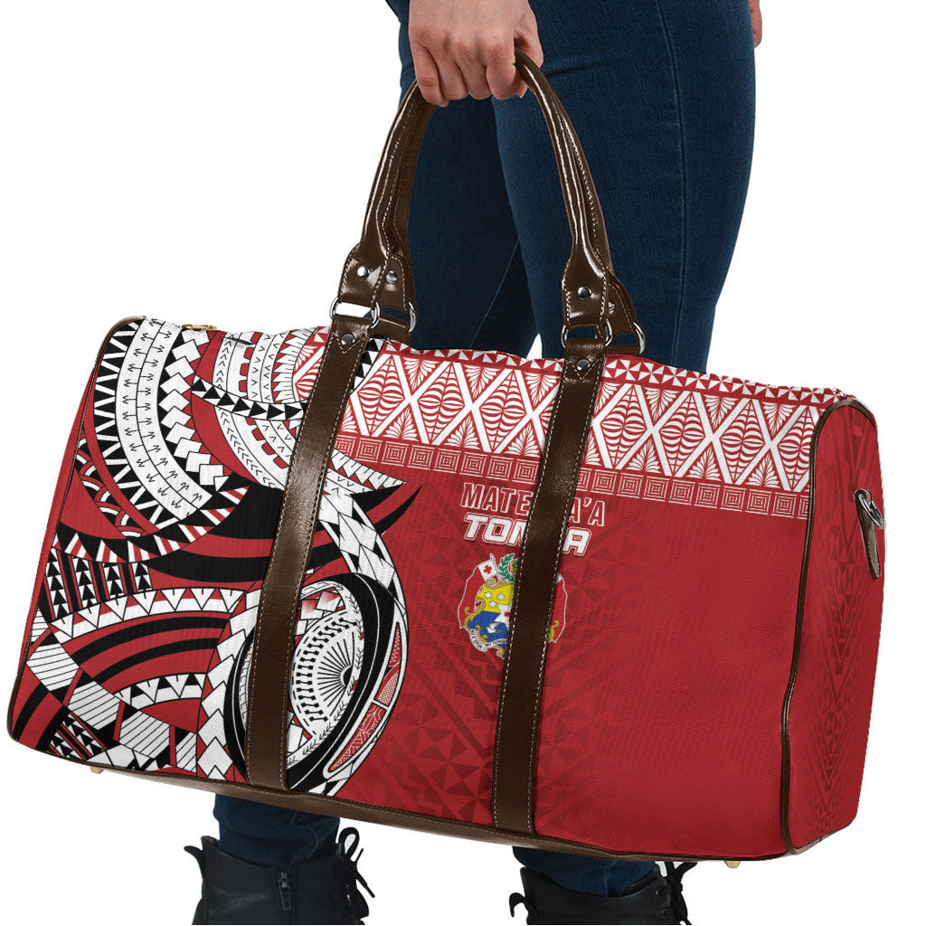 Mate Ma'a Tonga Rugby Kupesi Motifs Travel Bag Red Waves LT7 - Polynesian Pride