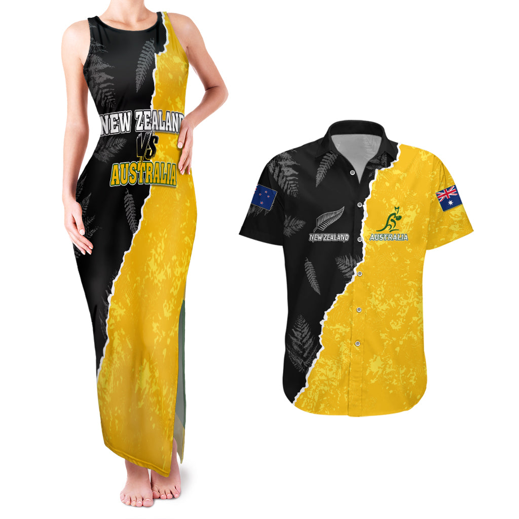 Australia Rugby Mix New Zealands Rugby Couples Matching Tank Maxi Dress and Hawaiian Shirt Wallabies Versus Silver Fern Sporty Basic LT7 Art - Polynesian Pride