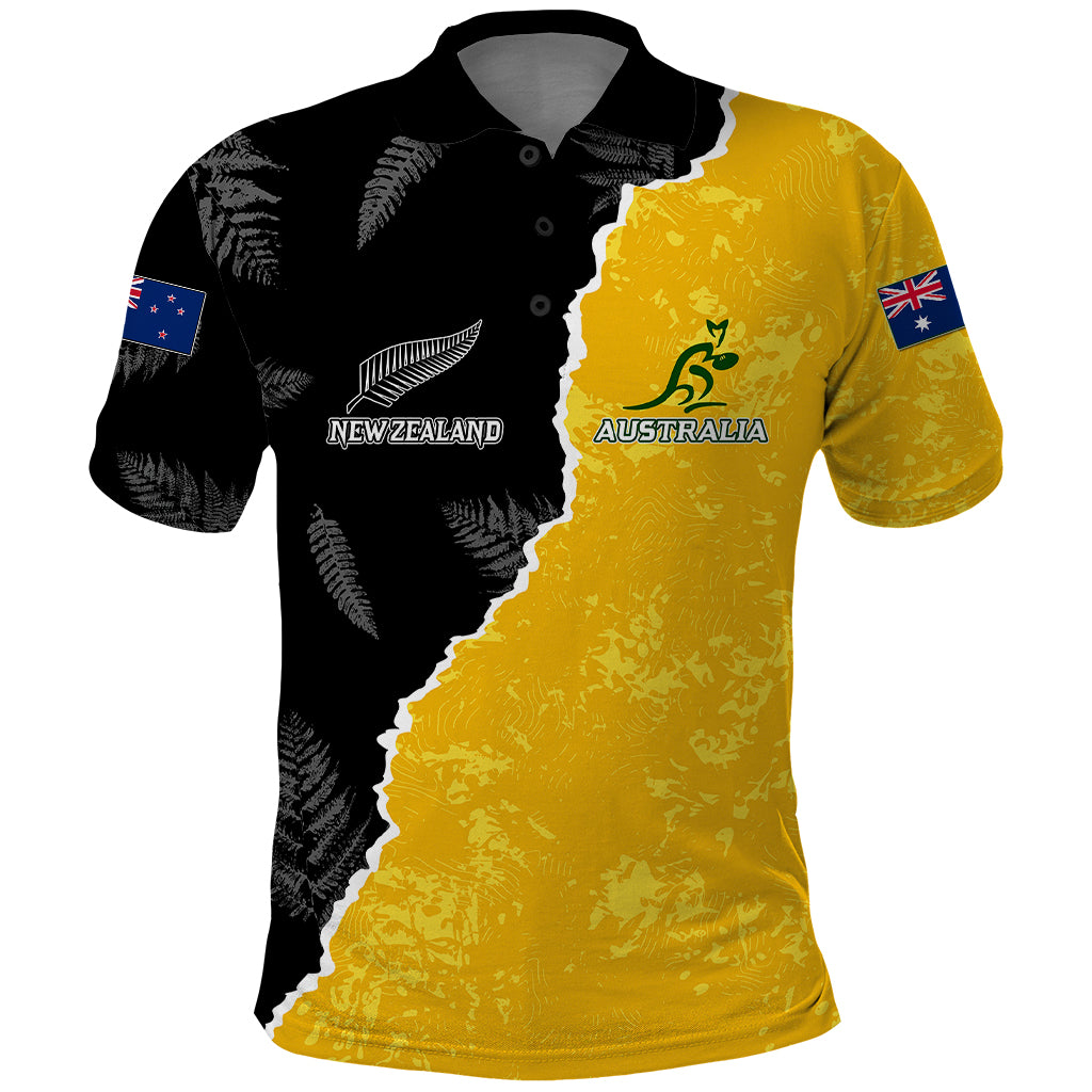 Australia Rugby Mix New Zealands Rugby Polo Shirt Wallabies Versus Silver Fern Sporty Basic LT7 Art - Polynesian Pride