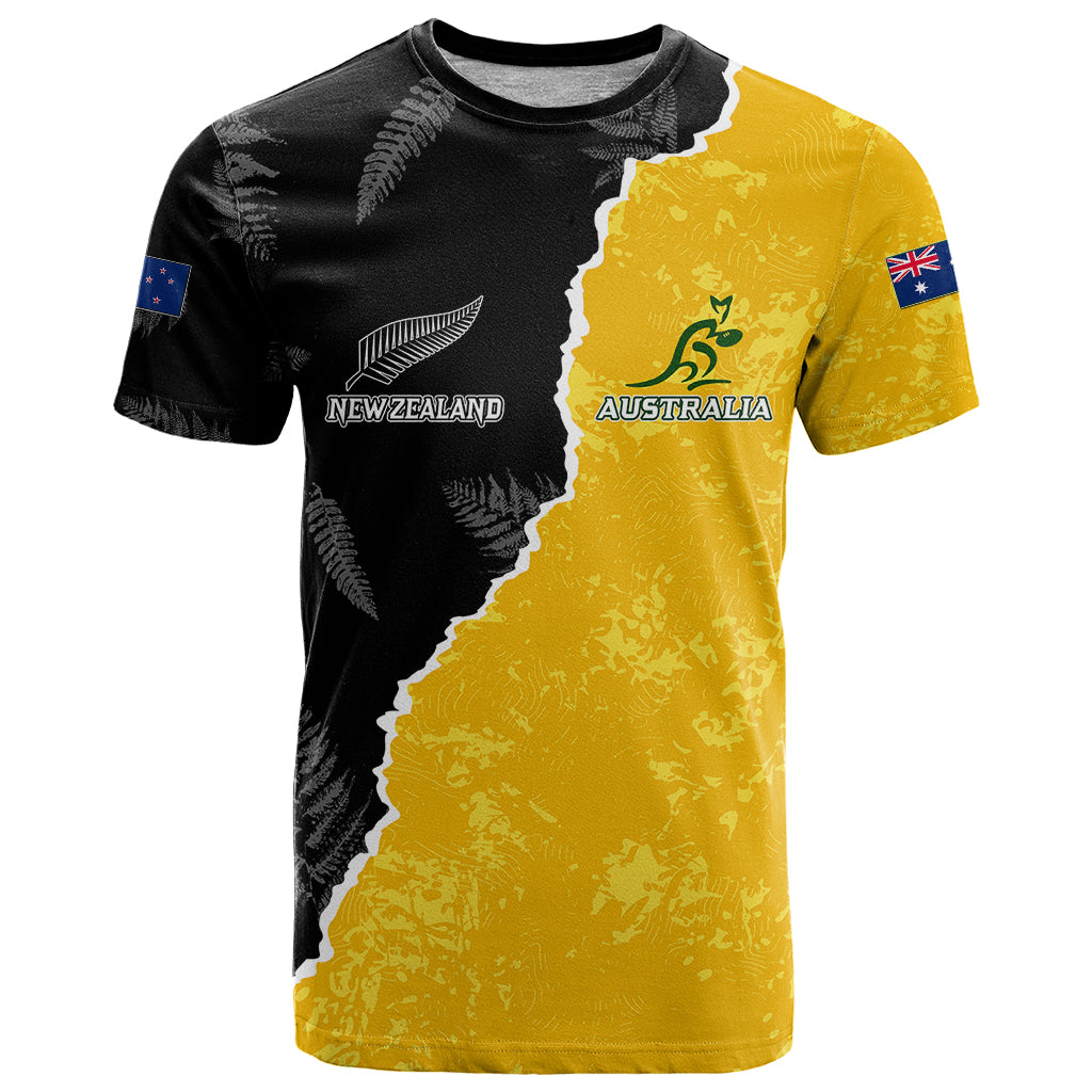 Australia Rugby Mix New Zealands Rugby T Shirt Wallabies Versus Silver Fern Sporty Basic LT7 Art - Polynesian Pride