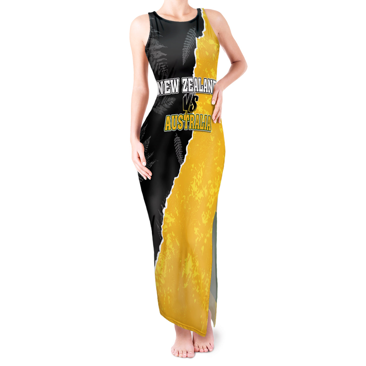 Australia Rugby Mix New Zealands Rugby Tank Maxi Dress Wallabies Versus Silver Fern Sporty Basic LT7 Women Art - Polynesian Pride