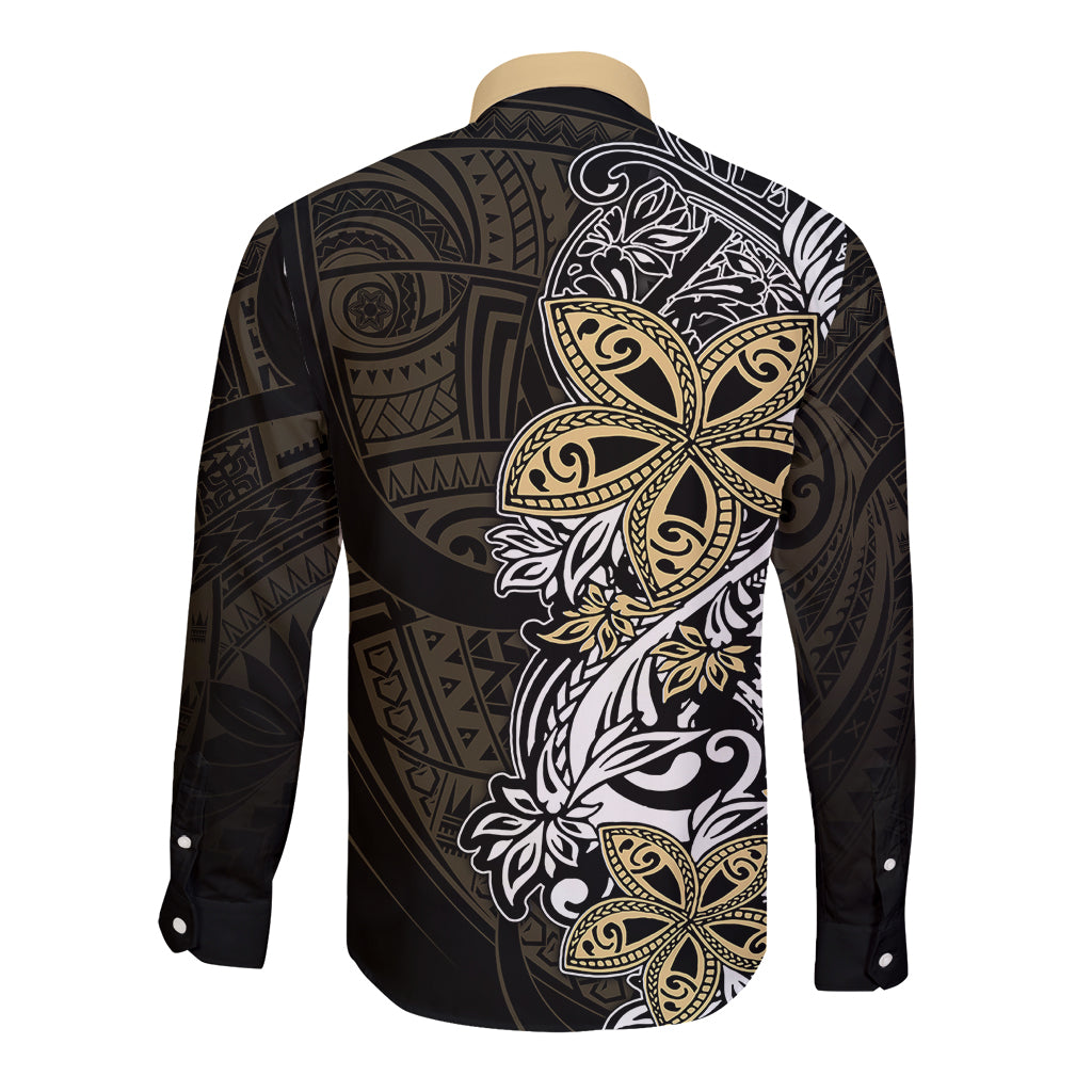 Polynesian Pride Long Sleeve Button Shirt Tiare With Plumeria Mix Style LT7 - Polynesian Pride