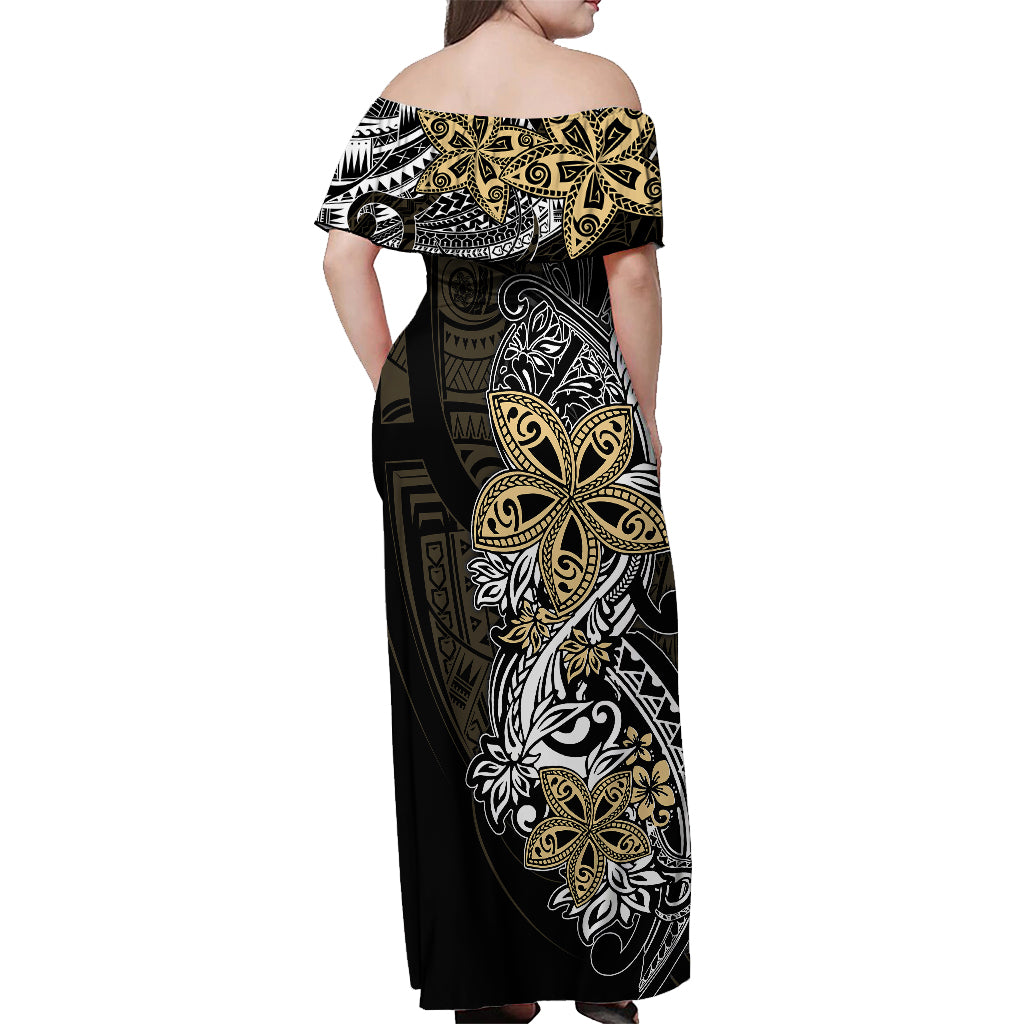 Polynesian Pride Off Shoulder Maxi Dress Tiare With Plumeria Mix Style LT7 - Polynesian Pride