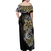 Polynesian Pride Off Shoulder Maxi Dress Tiare With Plumeria Mix Style LT7 - Polynesian Pride