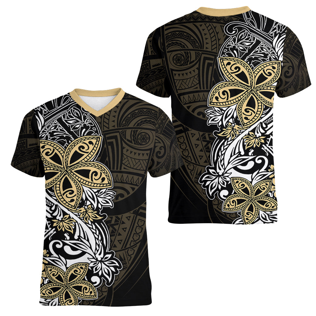 Polynesian Pride Women V Neck T Shirt Tiare With Plumeria Mix Style LT7 - Polynesian Pride