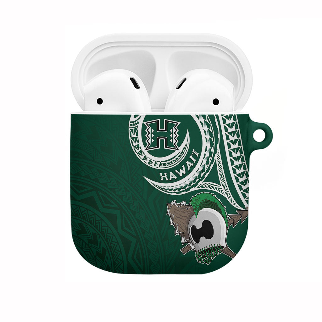 Hawaii Rainbow Warriors Alumni AirPods Case Ti Maile Lei - Glory For The Warriors LT7 Dark Green - Polynesian Pride