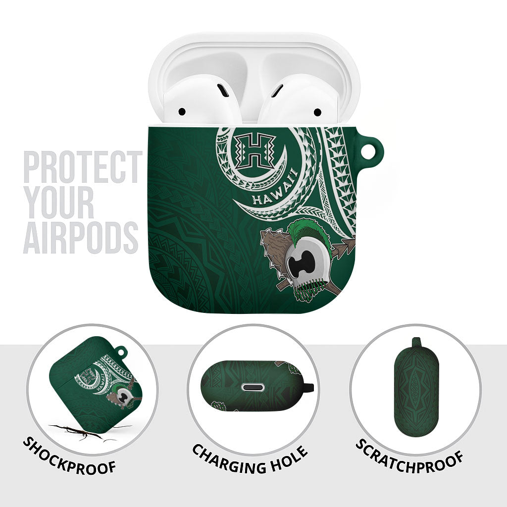 Hawaii Rainbow Warriors Alumni AirPods Case Ti Maile Lei - Glory For The Warriors LT7 - Polynesian Pride