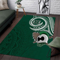 Hawaii Rainbow Warriors Alumni Area Rug Ti Maile Lei - Glory For The Warriors LT7 Dark Green - Polynesian Pride