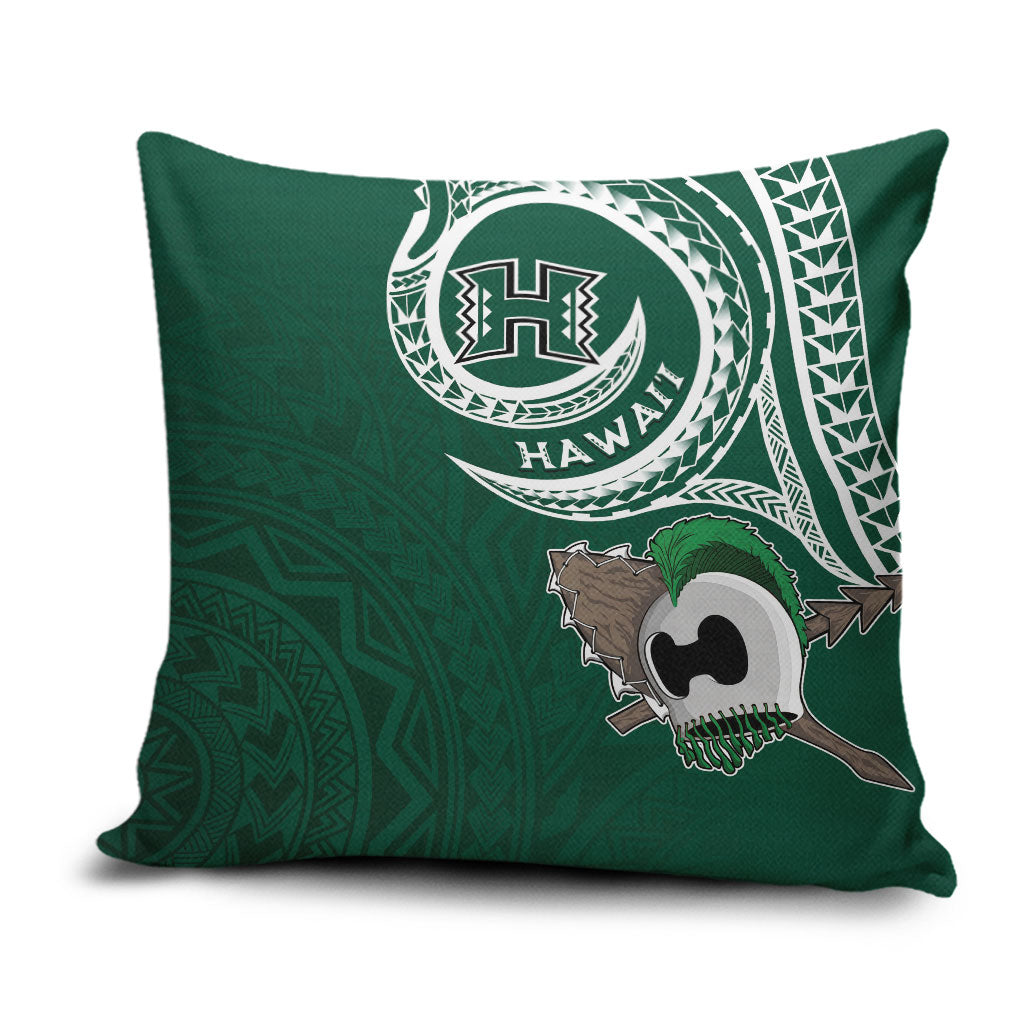 Hawaii Rainbow Warriors Alumni Pillow Cover Ti Maile Lei - Glory For The Warriors LT7 Dark Green - Polynesian Pride