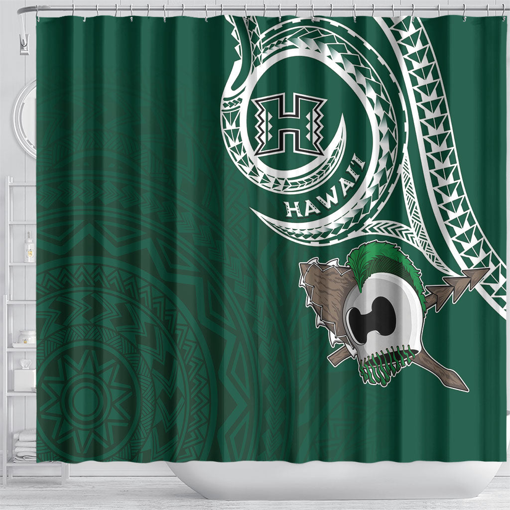 Hawaii Rainbow Warriors Alumni Shower Curtain Ti Maile Lei - Glory For The Warriors LT7 - Polynesian Pride