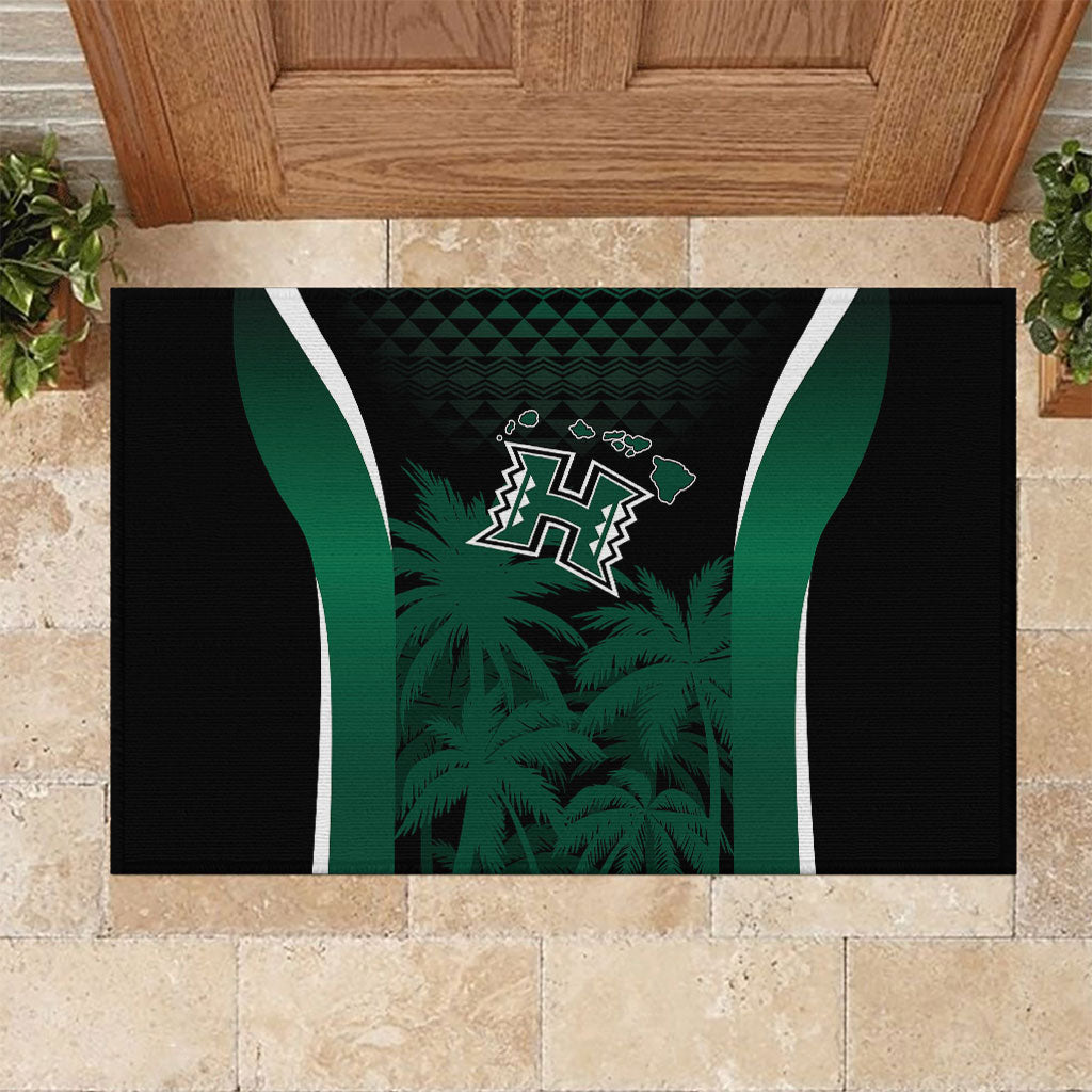 Hawaii Rainbow Warriors La'au Pama Rubber Doormat LT7 Black - Polynesian Pride