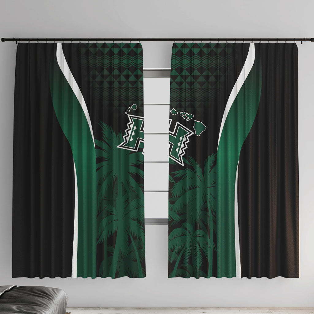 Hawaii Rainbow Warriors La'au Pama Window Curtain LT7 With Hooks Black - Polynesian Pride