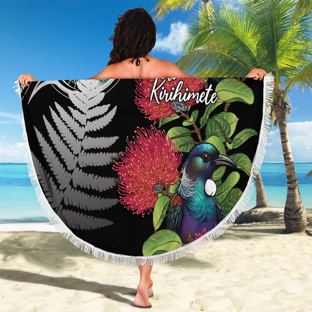Meri Kirihimete New Zealand Beach Blanket Tui on Pohutukawa LT7 - Polynesian Pride