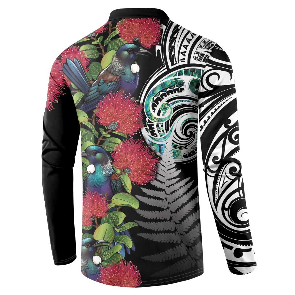 Meri Kirihimete New Zealand Button Sweatshirt Tui on Pohutukawa LT7 - Polynesian Pride
