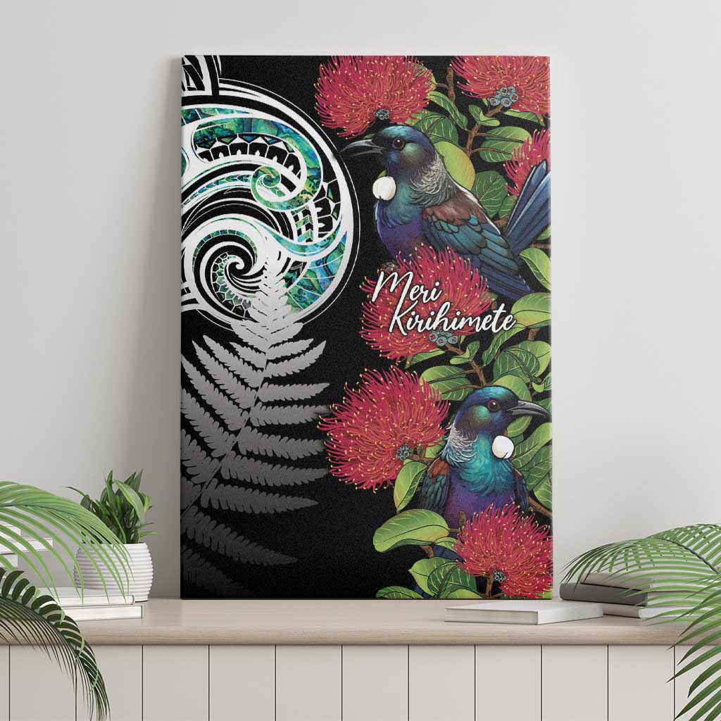 Meri Kirihimete New Zealand Canvas Wall Art Tui on Pohutukawa LT7 - Polynesian Pride