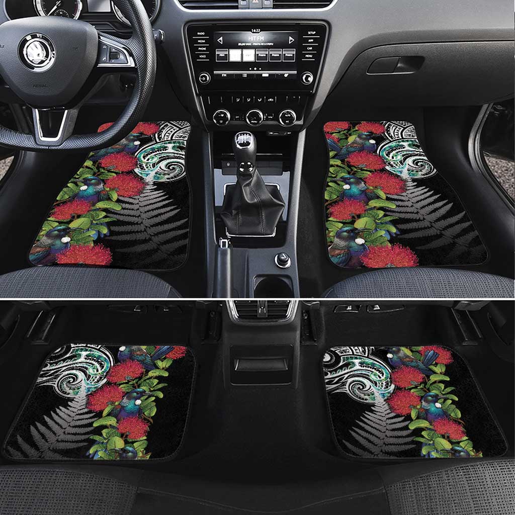 Meri Kirihimete New Zealand Car Mats Tui on Pohutukawa