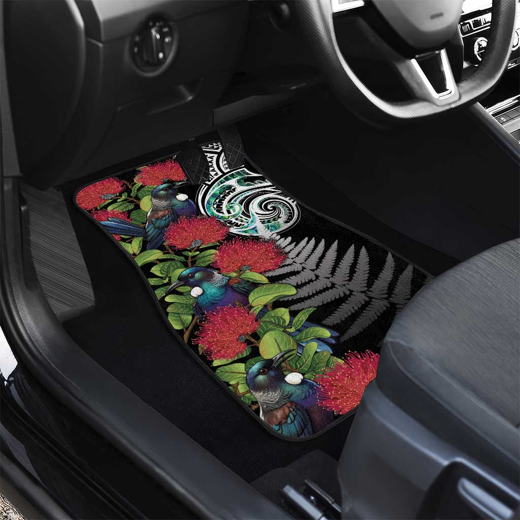 Meri Kirihimete New Zealand Car Mats Tui on Pohutukawa LT7 - Polynesian Pride