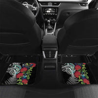 Meri Kirihimete New Zealand Car Mats Tui on Pohutukawa LT7 Set 2pcs - Back Black - Polynesian Pride