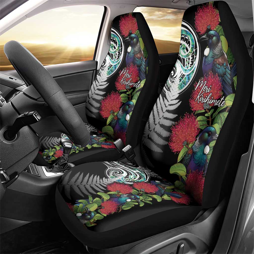 Meri Kirihimete New Zealand Car Seat Cover Tui on Pohutukawa