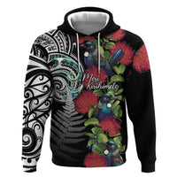 Meri Kirihimete New Zealand Hoodie Tui on Pohutukawa LT7 Pullover Hoodie Black - Polynesian Pride