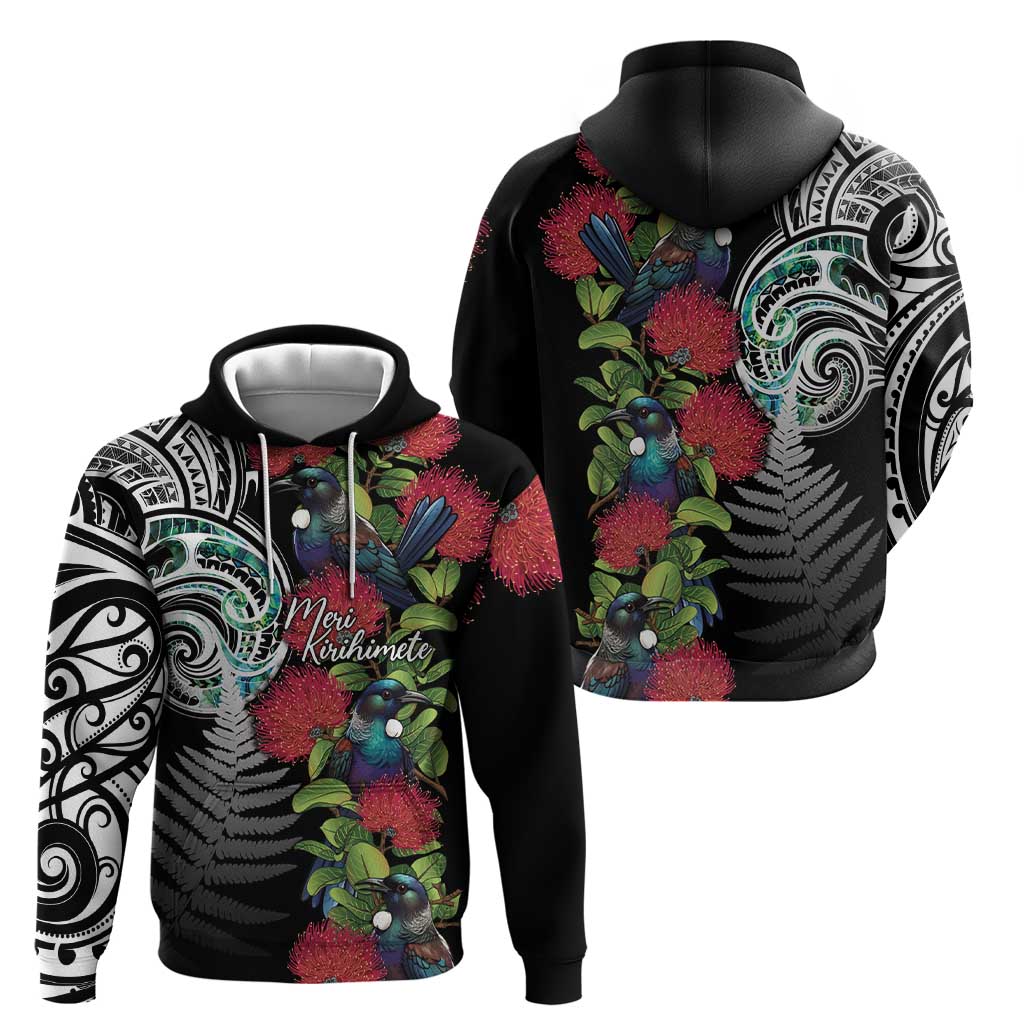 Meri Kirihimete New Zealand Hoodie Tui on Pohutukawa LT7 - Polynesian Pride