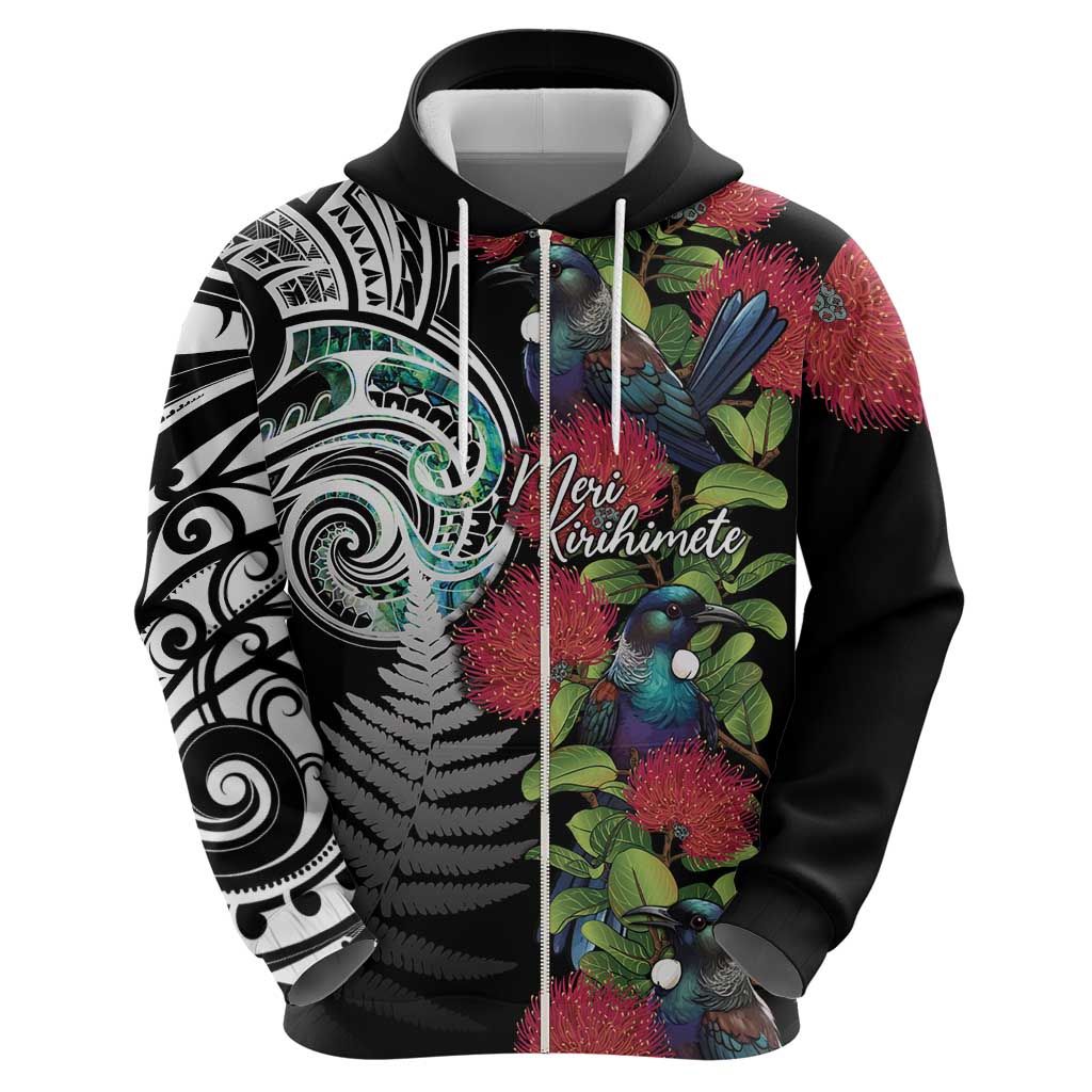Meri Kirihimete New Zealand Hoodie Tui on Pohutukawa LT7 - Polynesian Pride