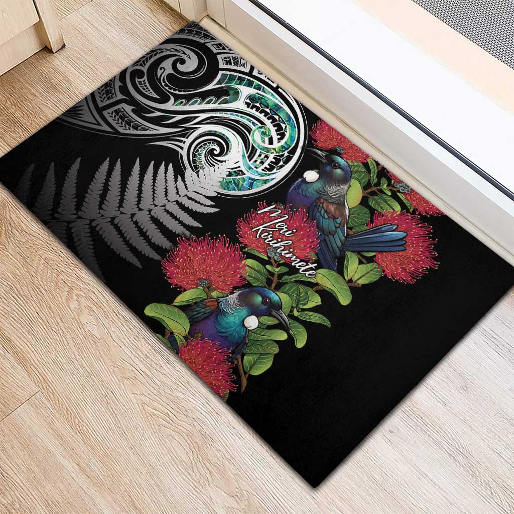 Meri Kirihimete New Zealand Rubber Doormat Tui on Pohutukawa LT7 - Polynesian Pride