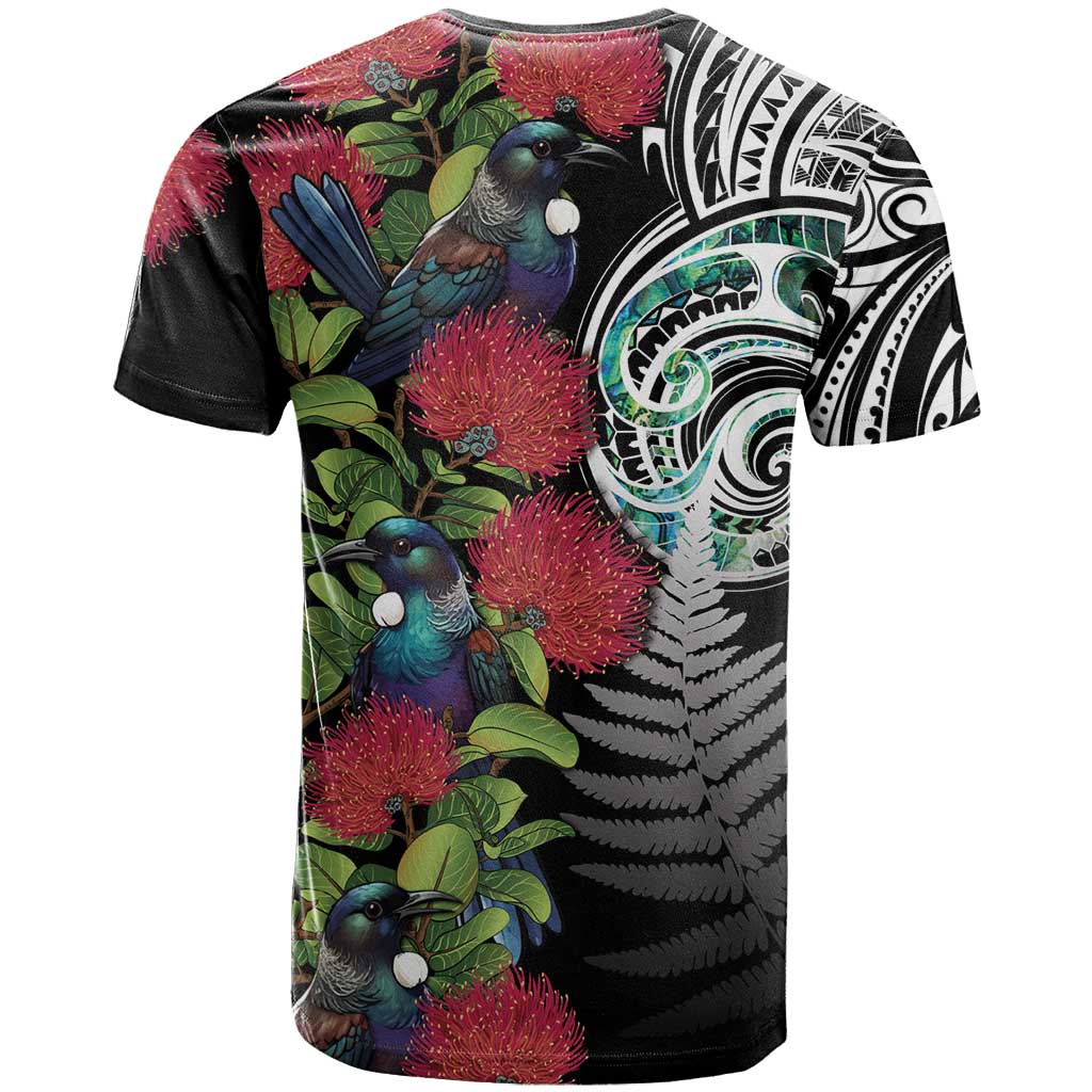 Meri Kirihimete New Zealand T Shirt Tui on Pohutukawa LT7 - Polynesian Pride